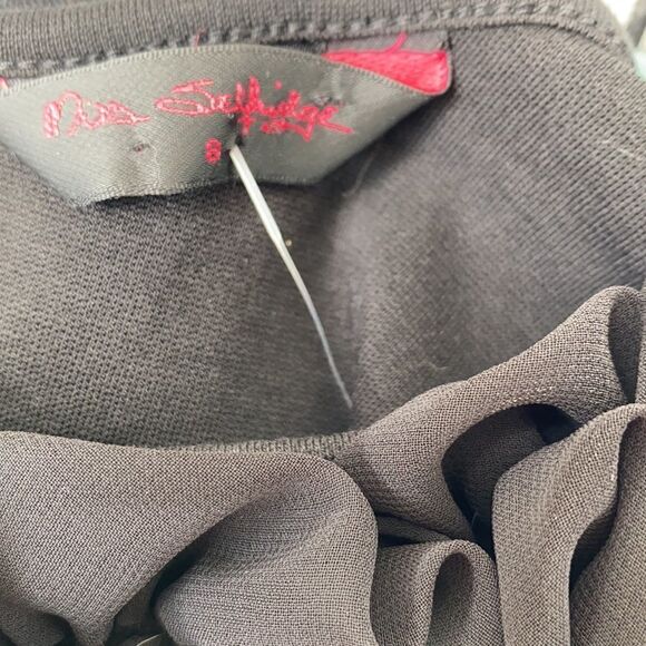 Miss Selfridge Sexy One shoulder Ruffled Slit Balloon Sleeve Mini Dress Size 2 - Picture 6 of 8